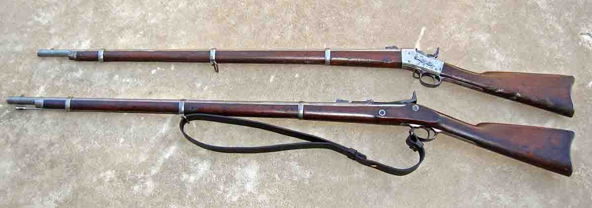 “Transformed” Remington and Model 1866 Trapdoor, both based on the Model 1863.